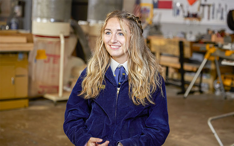 Kara tifft sitting in workshop 